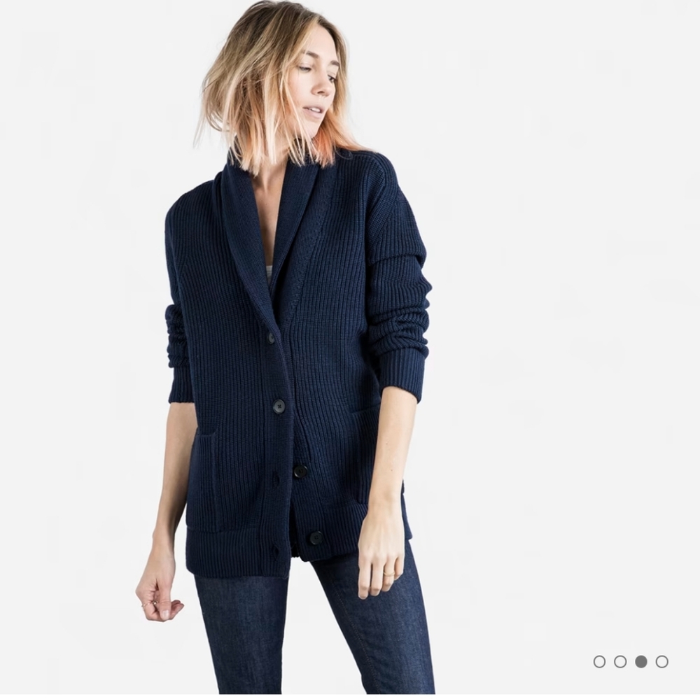 Everlane The Chunky Knit Cardigan Navy